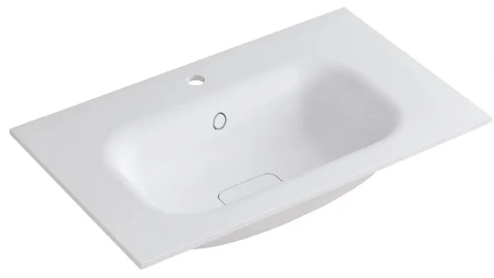 Lavabo a incasso rettangolare vasca centrale L 80.5 x H 15 x P 46 cm in resina bianco opaco