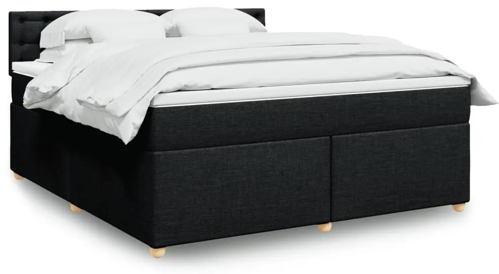 Giroletto A Molle Con Materasso Nero 180x200 Cm İn Tessuto /