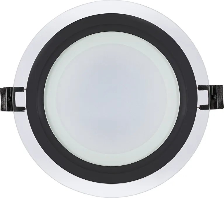 Pannello LED Rotondo da incasso 18W Foro Ø155mm IP44 in Vetro - Nero Colore Bianco Naturale 4.200K