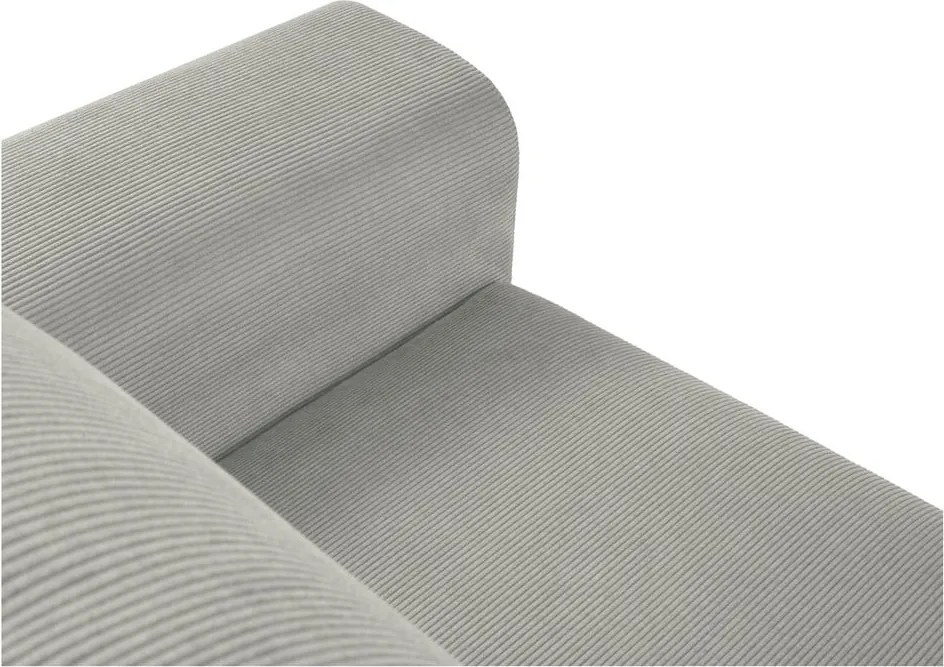 Divano angolare grigio chiaro allungabile e con contenitore (con penisola a sinistra/con chaise lounge) con rivestimento in velluto a coste Kyoto – Cosmopolitan Design