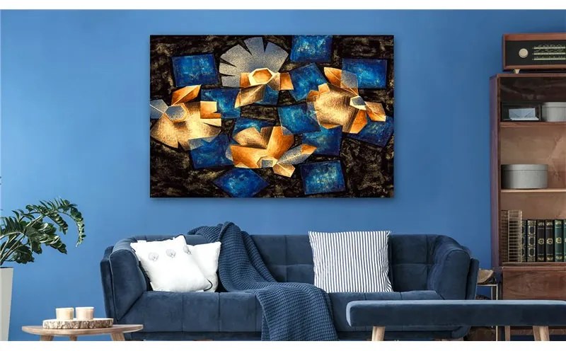 Quadro  Geometrical Flowers  Colore Nero, Dimensioni e Misure 120x80