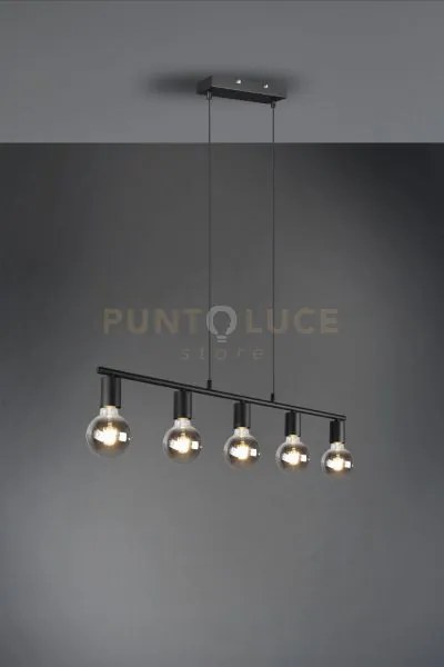 Vannes sospensione 5 spots nera l. 82cm