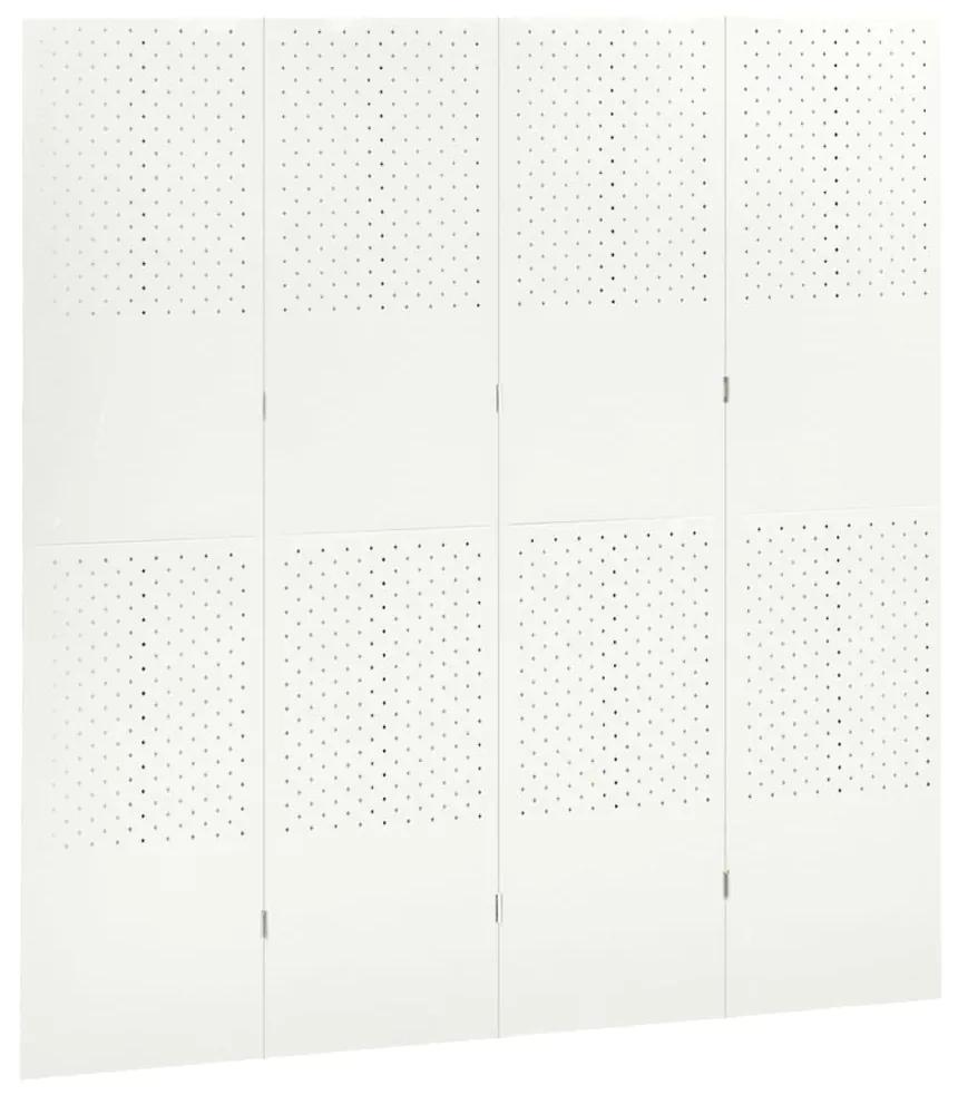 Paravento a 4 Pannelli Bianco 160x180 cm in Acciaio