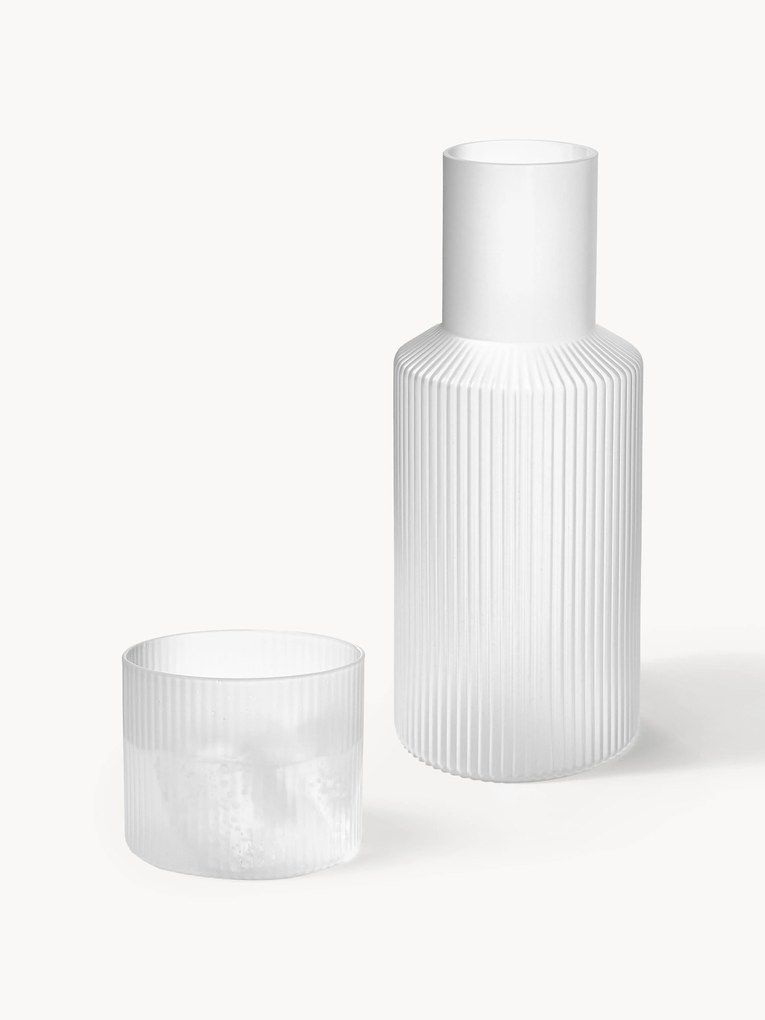 Set caraffa piccola e bicchiere in vetro soffiato Ripple, set da 2