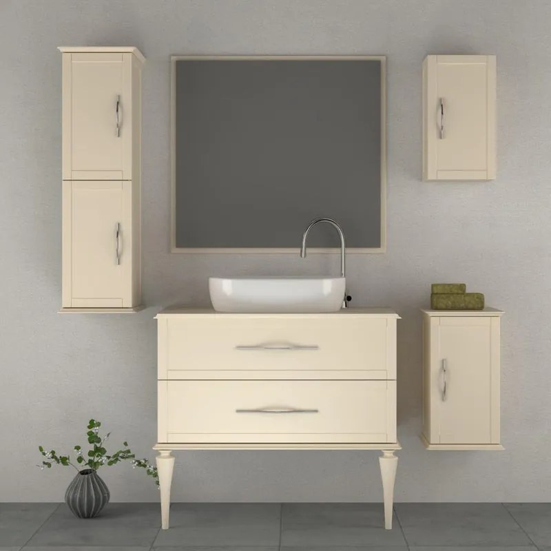 Mobile da bagno Tiffany L100 x P47,6 x H55 cm 2 cassetti, bianco cotone