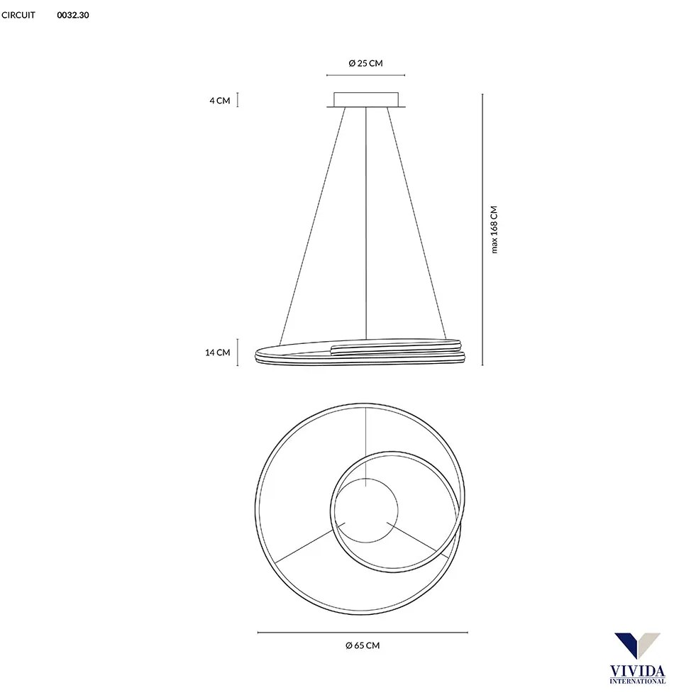 Circuit sospensione Ø65  40w 3000k - 4000k dimmerabile