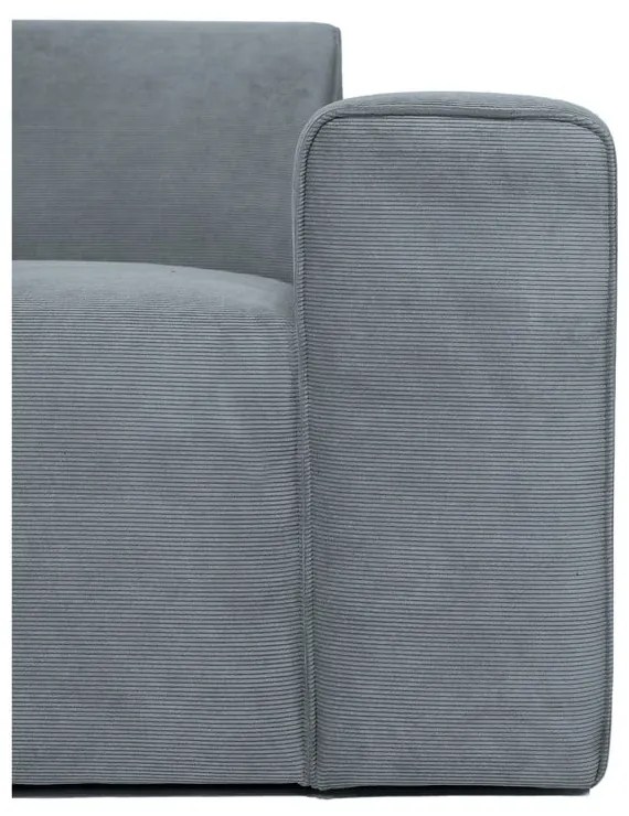 Divano componibile grigio (con penisola a destra) con rivestimento in velluto a coste Sting – Scandic