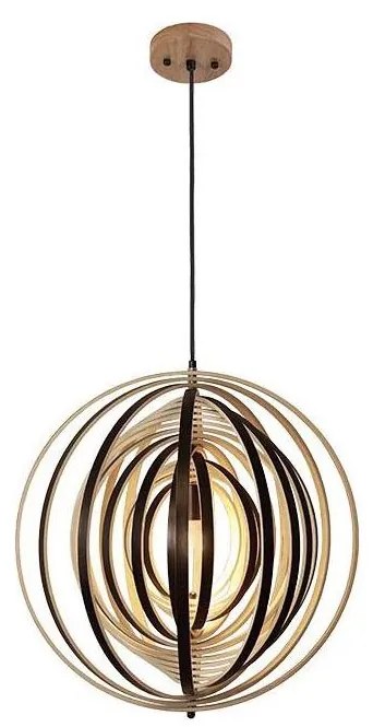 Lampadario in legno sospeso con cavo 1xE27/60W/230V Ø 43,5 cm massello/impiallacciatura/legno di caucciù (Hevea)