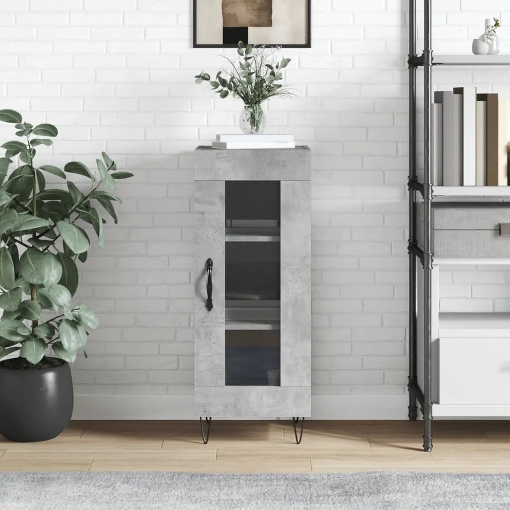 Credenza Grigio Cemento 34,5x34x90 Cm İn Legno Multistrato /