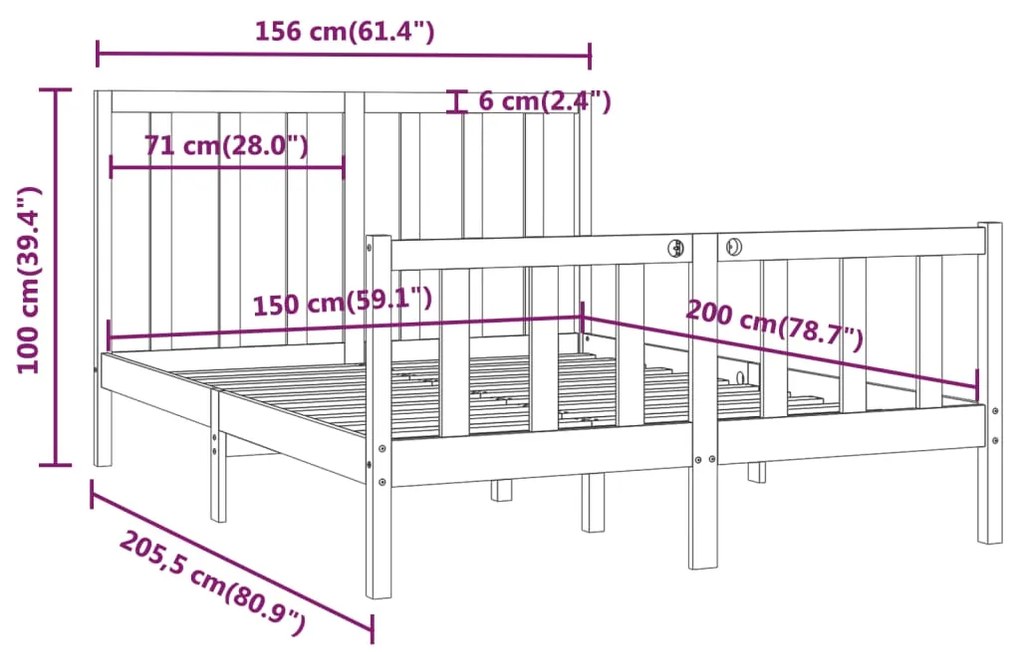 Giroletto Bianco in Legno Massello 150x200 cm King Size