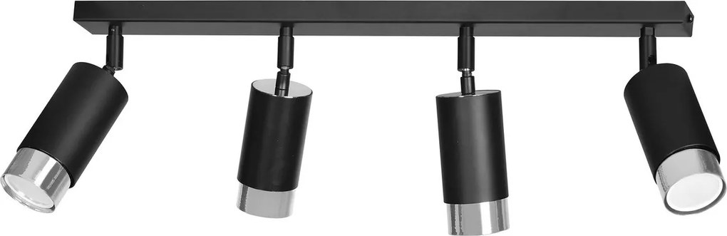 Lampada da Soffitto in Acciaio HIRO 4 Nero Cromo/Oro 4xGU10