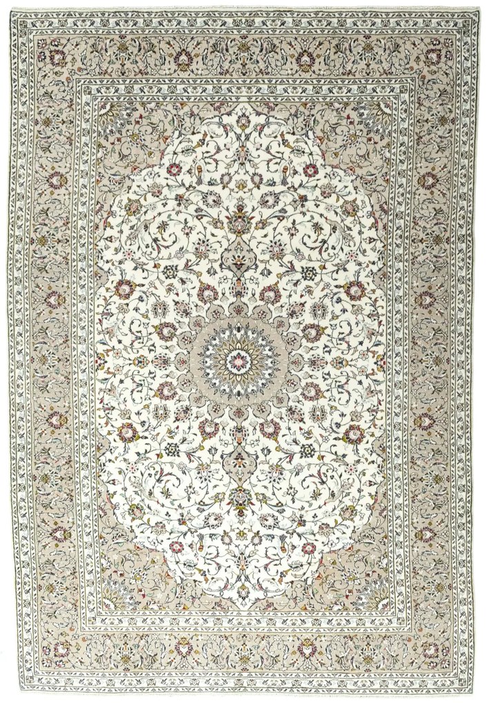 Kashan Tappeto 360 x 240 Beige (Iran) Annodato A Mano
