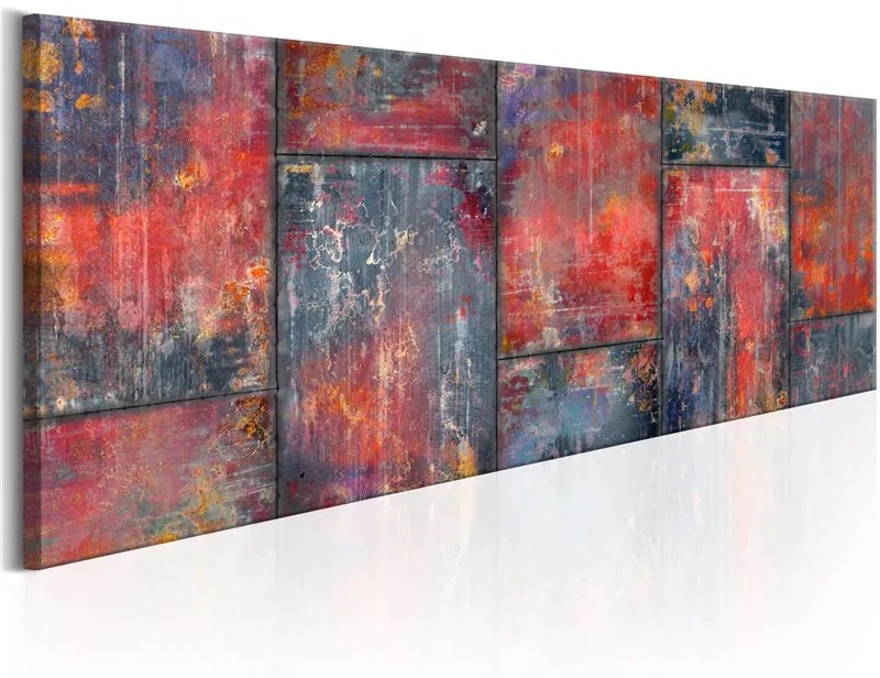 Quadro Metal Mosaic  Red  Colore Arancione, Dimensioni e Misure 135x45