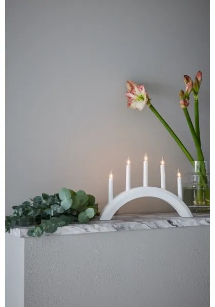 Markslöjd 705952 - Candelabro natalizio AVENTO 5xE10/3W/230V bianco