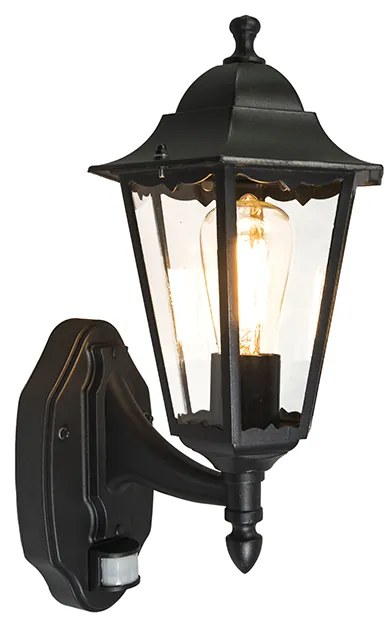 Lanterna da parete per esterni nera con sensore di movimento IP44 - New Orleans up
