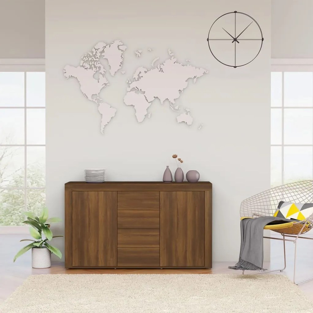 Credenza rovere marrone 120x36x69 cm in legno multistrato