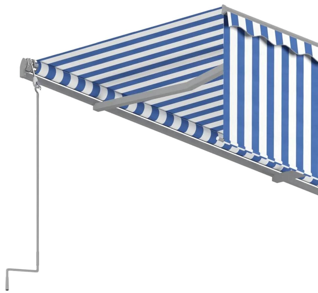 Tenda Sole Retrattile Automatica con Parasole 4x3m Blu Bianco