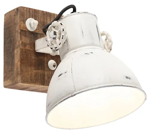 Faretto industriale bianco con legno di mango 18 cm - Mangoes