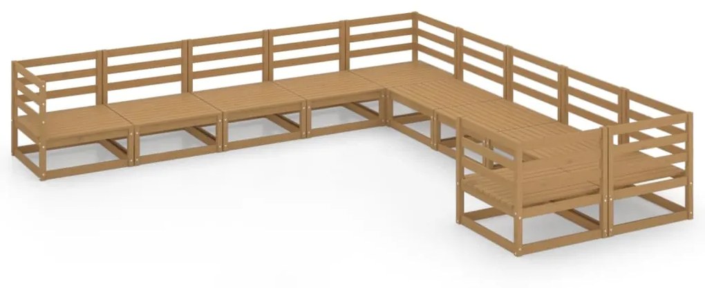 Set Divani da Giardino 10 pz in Legno Massello di Pino