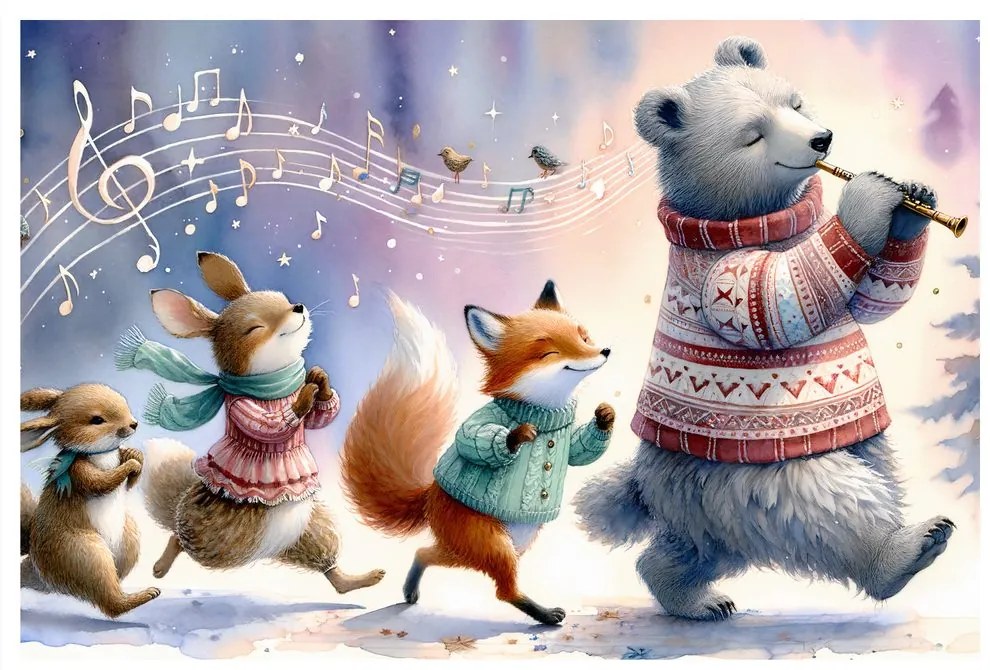 Quadro su tela – Animali che marciano al ritmo della musica