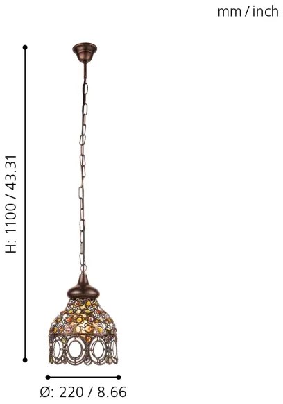 Eglo 49765 - Lampada a sospensione JADIDA 1xE27/60W