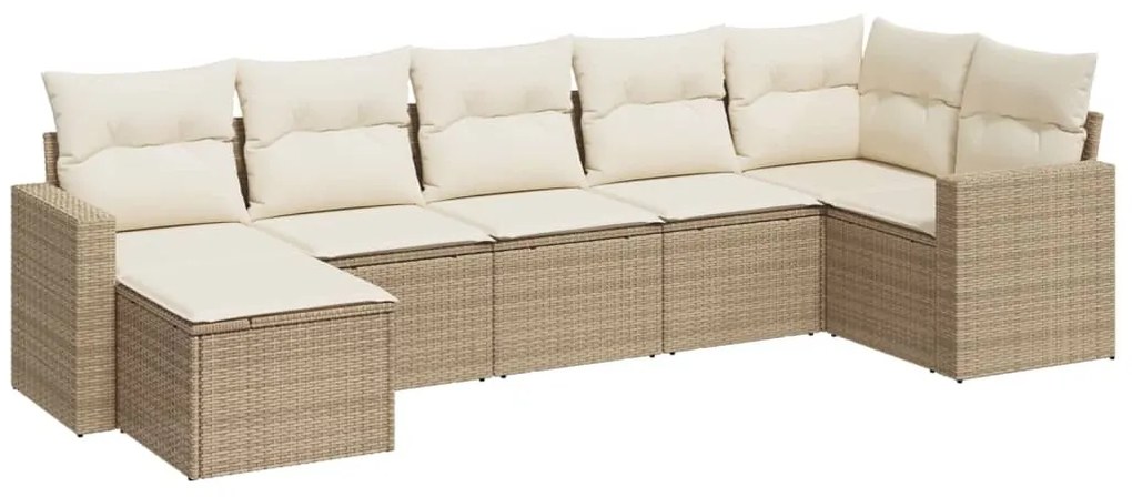 Set divani da giardino 7 pz con cuscini beige in polyrattan