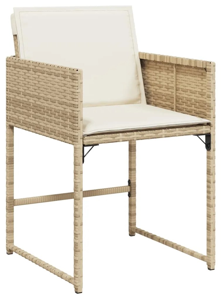 Set da pranzo da giardino 9 pz con cuscini beige in polyrattan