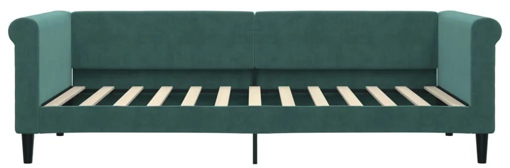 Divano letto con materasso verde scuro 90x200 cm in velluto