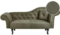 Chaise longue in Velluto Verde Scuro Bottone capitonn Tappezzeria versione destra con Cuscino