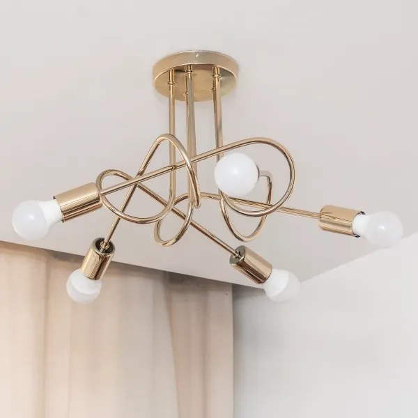 Lampadario a plafone OXFORD 5xE27/15W/230V, finitura dorata