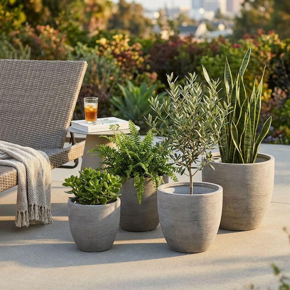 AFELANDRA - set di vasi in fibra sintetica