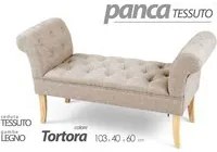 Panca stile shabby tessuto scendiletto tortora cm 103 x 40 x 60 h