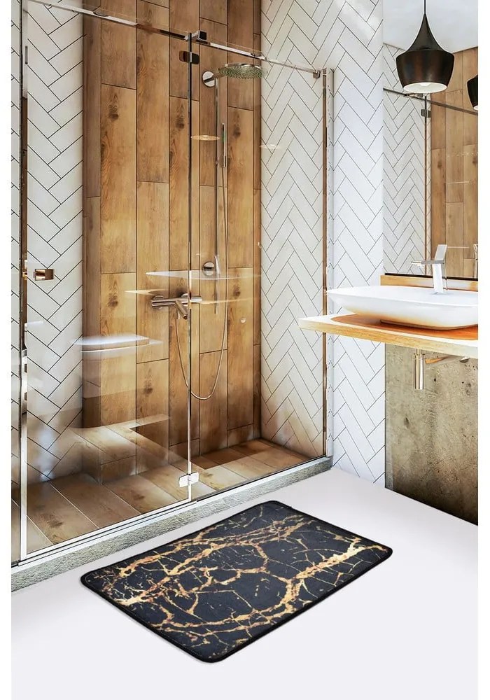 Tappetino da bagno nero/oro 60x40 cm Goldes - Foutastic
