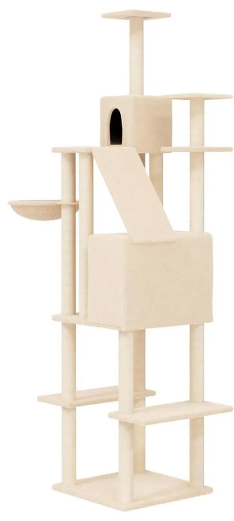 Albero per gatti con tiragraffi in sisal crema 201 cm