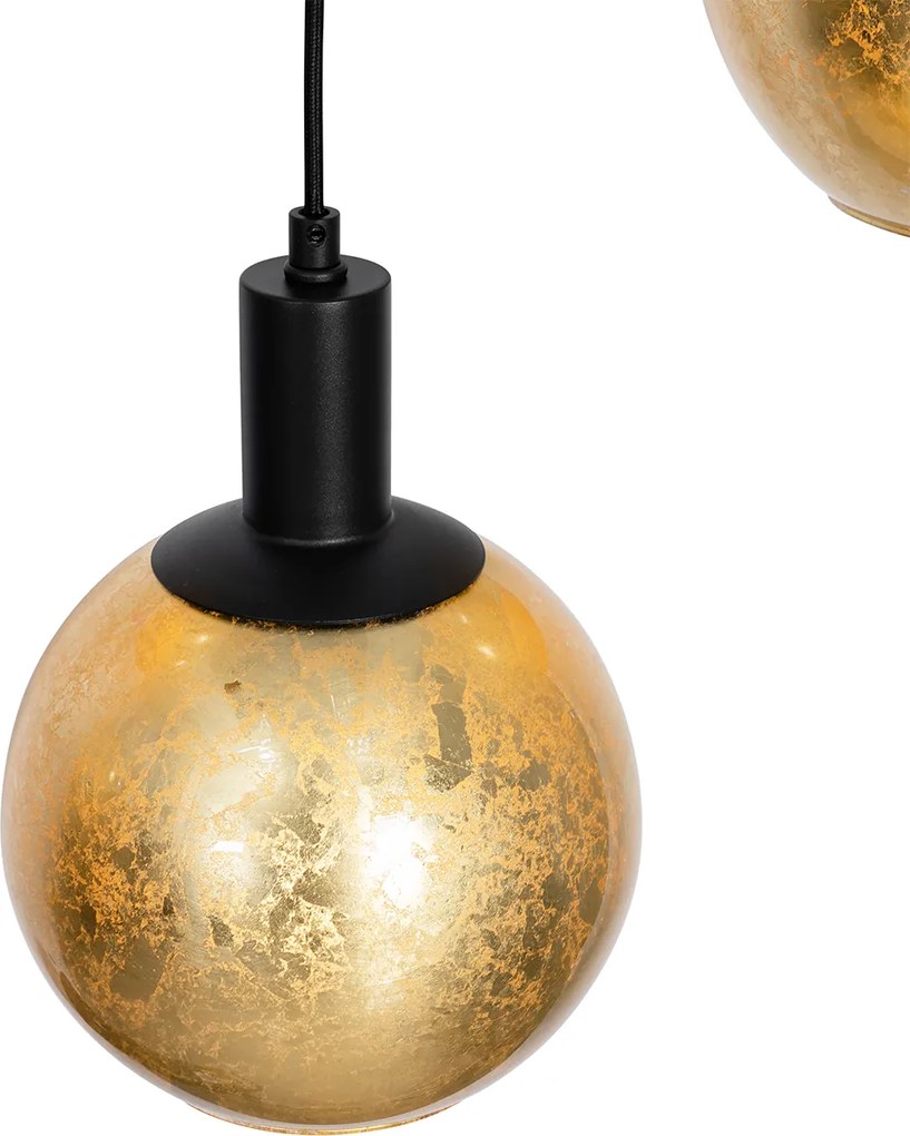 Lampada a sospensione smart nera con vetro oro 7 luci incl. 7 Wifi A60 - Bert