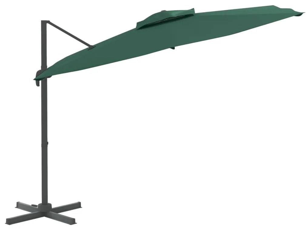 Ombrellone a Sbalzo Doppio Piano Verde 400x300 cm