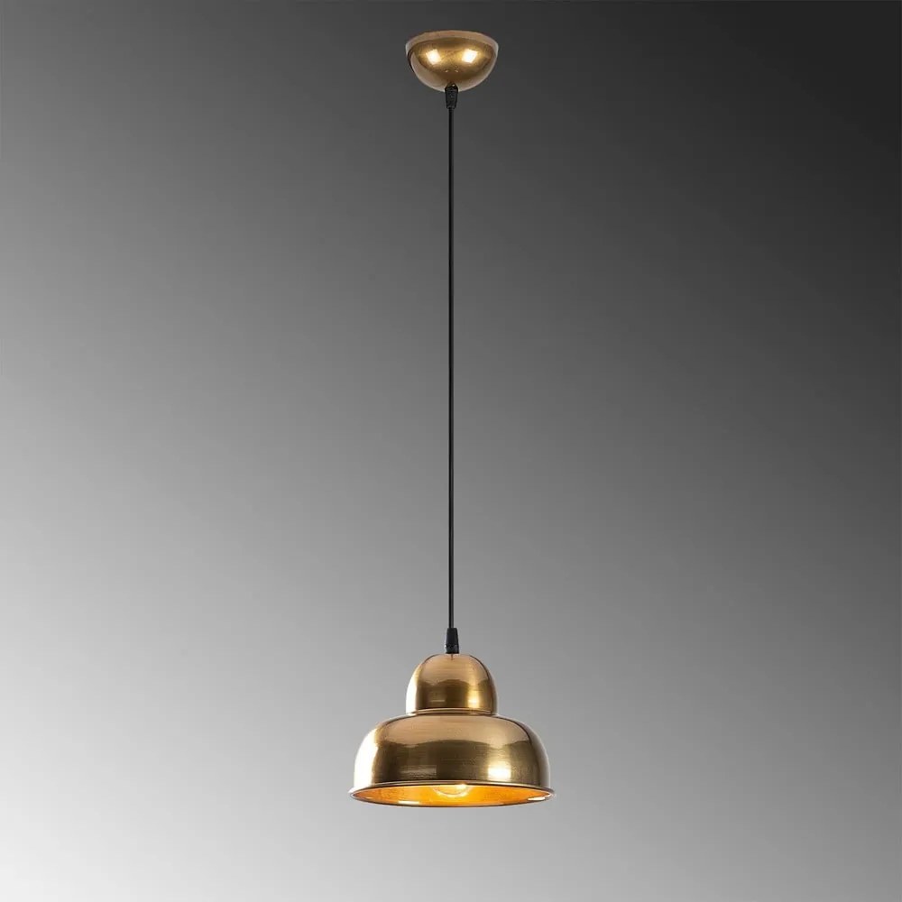 Lampadario dorato con paralume in metallo ø 20 cm Berceste – Opviq lights