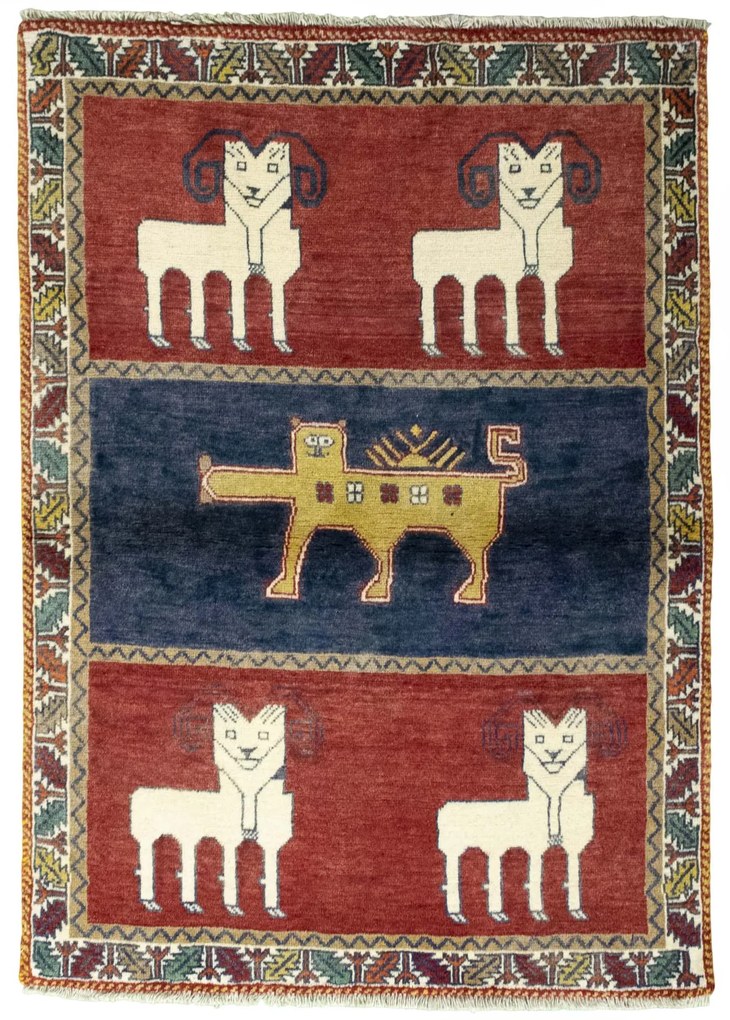 Gabbeh Tappeto 110x160 Rosso (Iran) Annodato A Mano