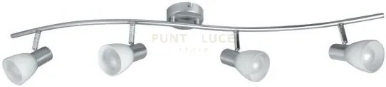 Spot mito nickel 4 luci attacco e14 92,7x9x18cm in vetro e metallo ...
