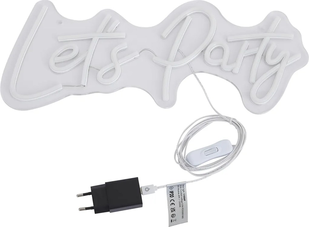 Lampada da parete al neon bianca con LED - Let's Party