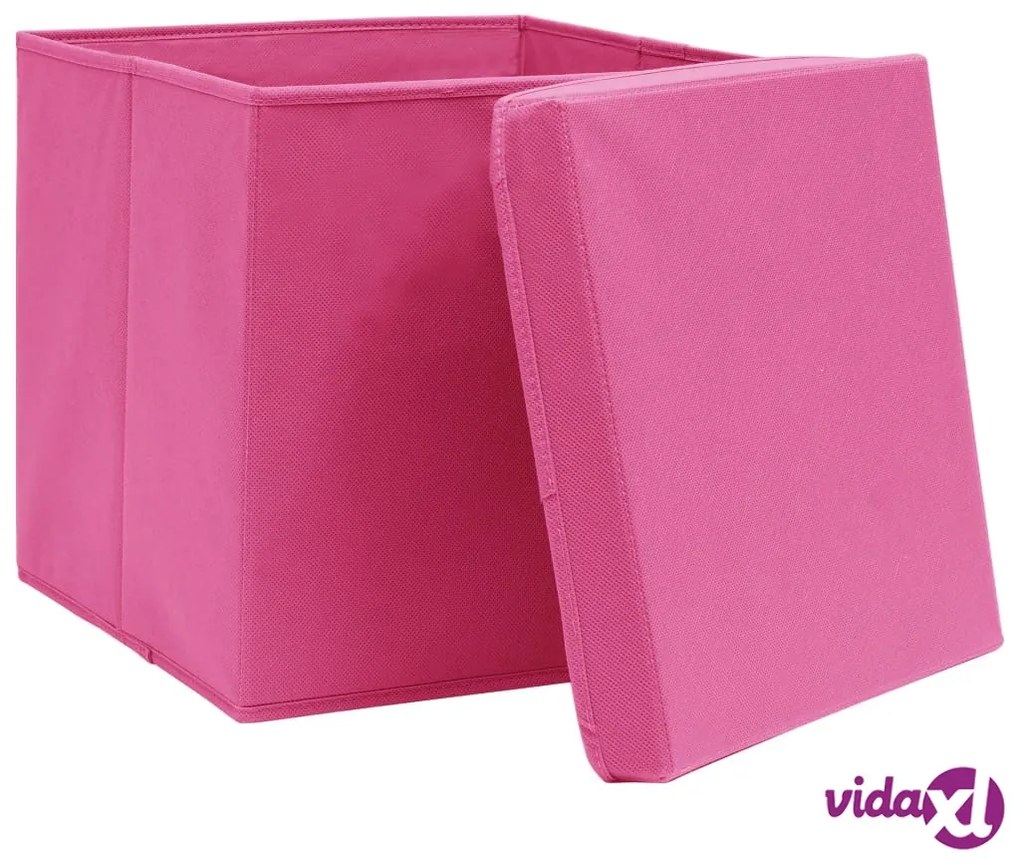 vidaXL Contenitori con Coperchi 4 pz 28x28x28 cm Rosa