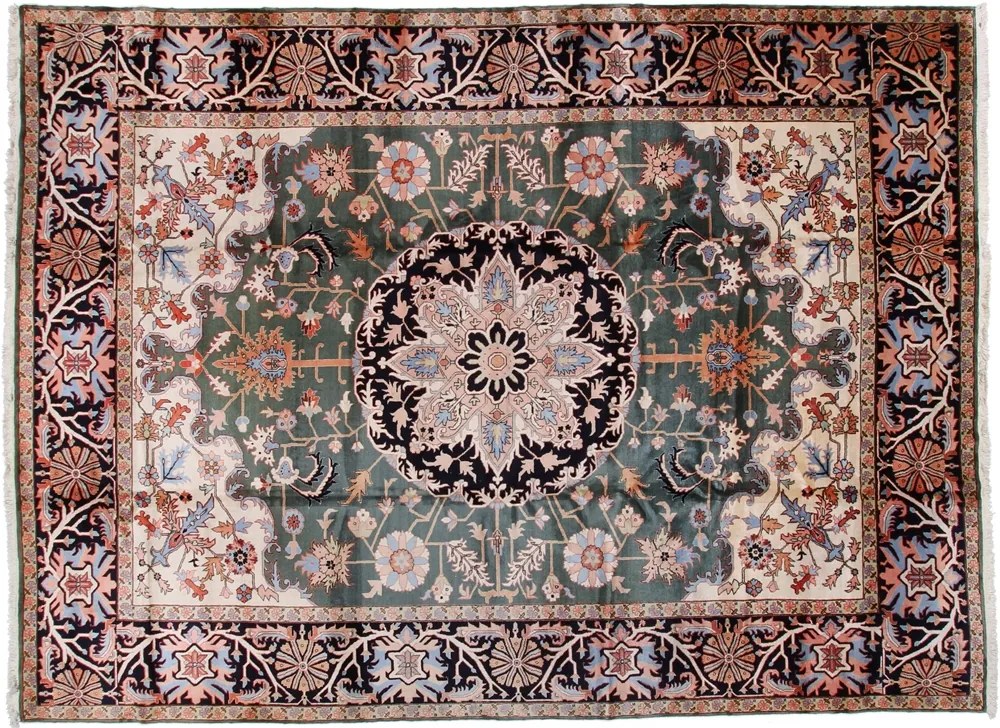 Heriz Tappeto persiano 470x340 Blu (Iran) Annodato A Mano