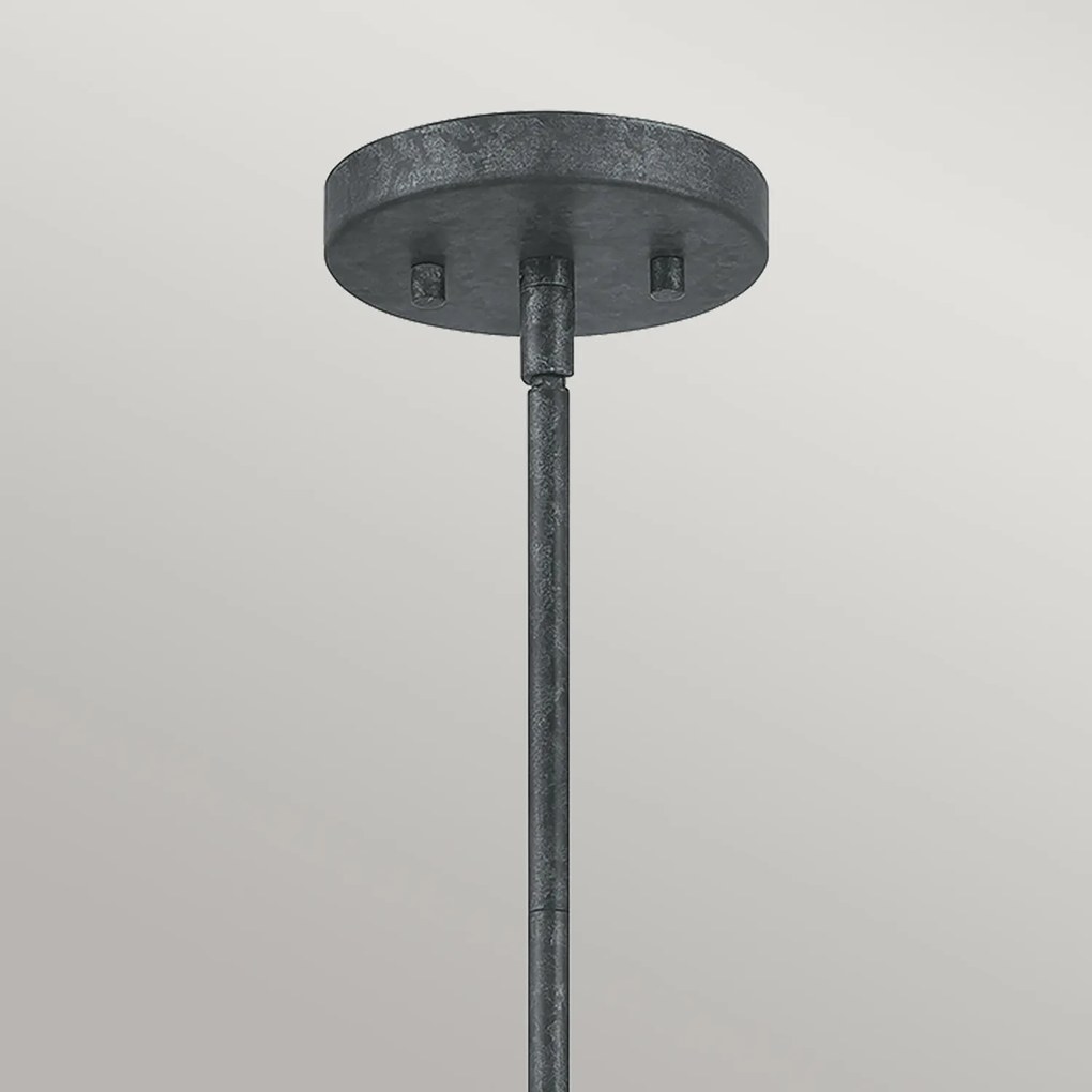 Lampadario Industrial Nordico Vanguard Acciaio Nero Antico 3 Luci E14