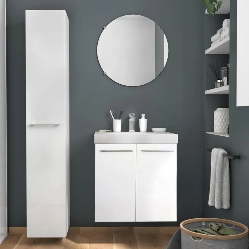 Mobile sottolavabo e lavabo Remix bianco lucido L 60 x H 57.7 x P 33 cm 1 vasca, 2 ante