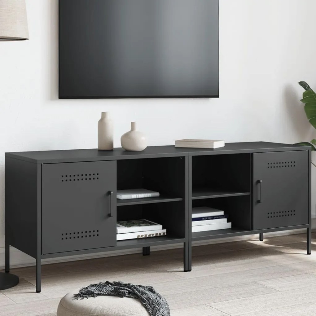 Mobili Tv 2pz Neri 68x39x50,5 Cm İn Acciaio /