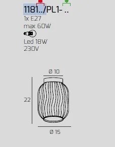 Plafoniera ottone satinato 1 luce vetro trasparente 1181os-pl1-tr