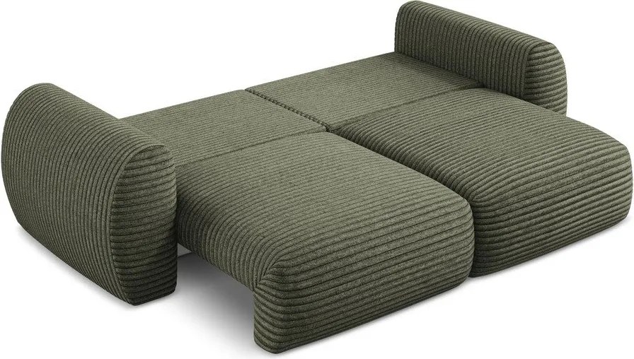 Divano verde allungabile/con contenitore con rivestimento in velluto a coste 266 cm Kini – Makamii