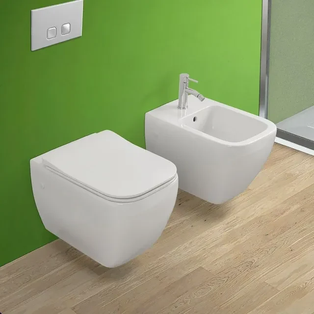 WC tradizionale Morning rimless scarico a pavimento in ceramica bianco