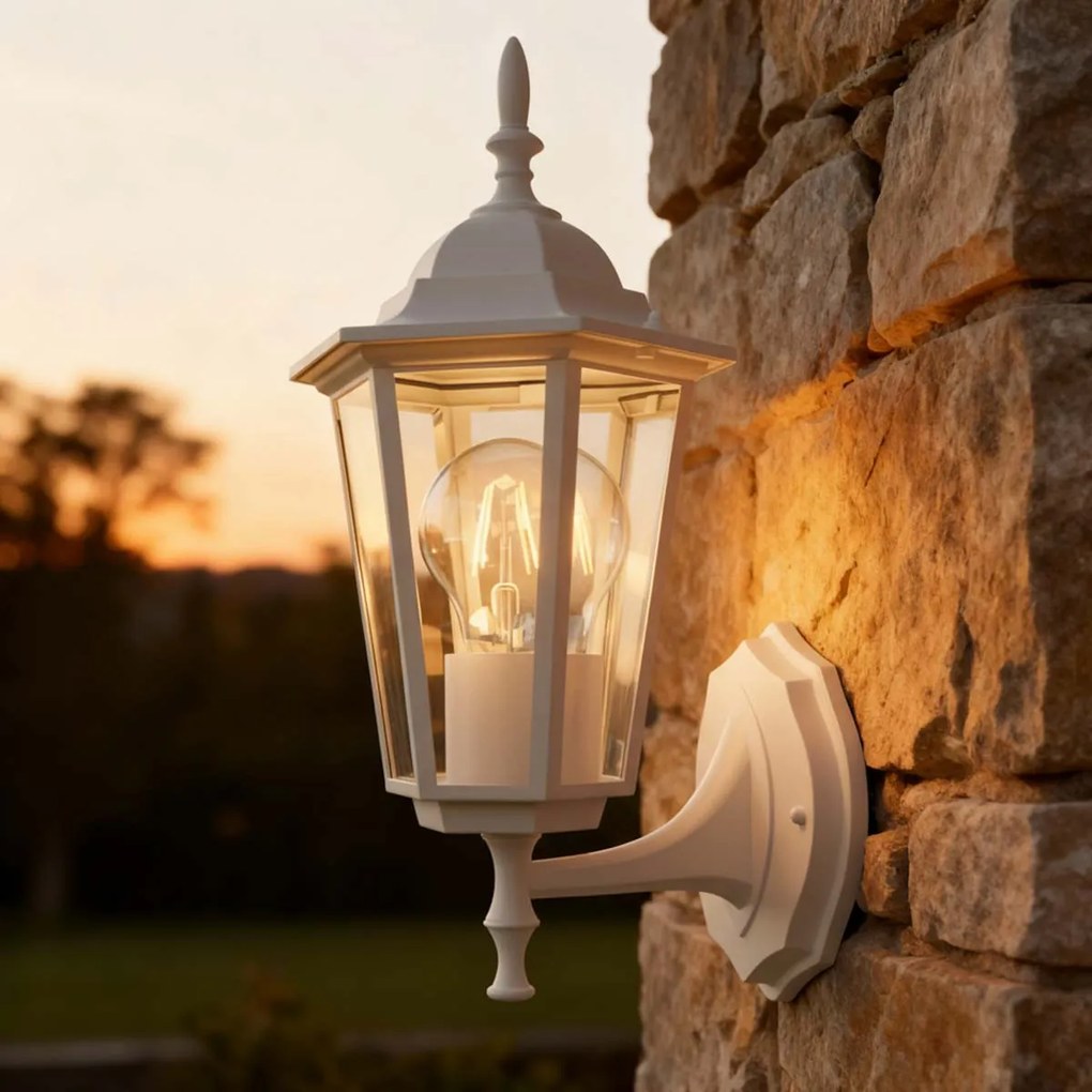 Applique Lanterna da Esterno IP54 E27 Bianca - Serie TOSCA 1A