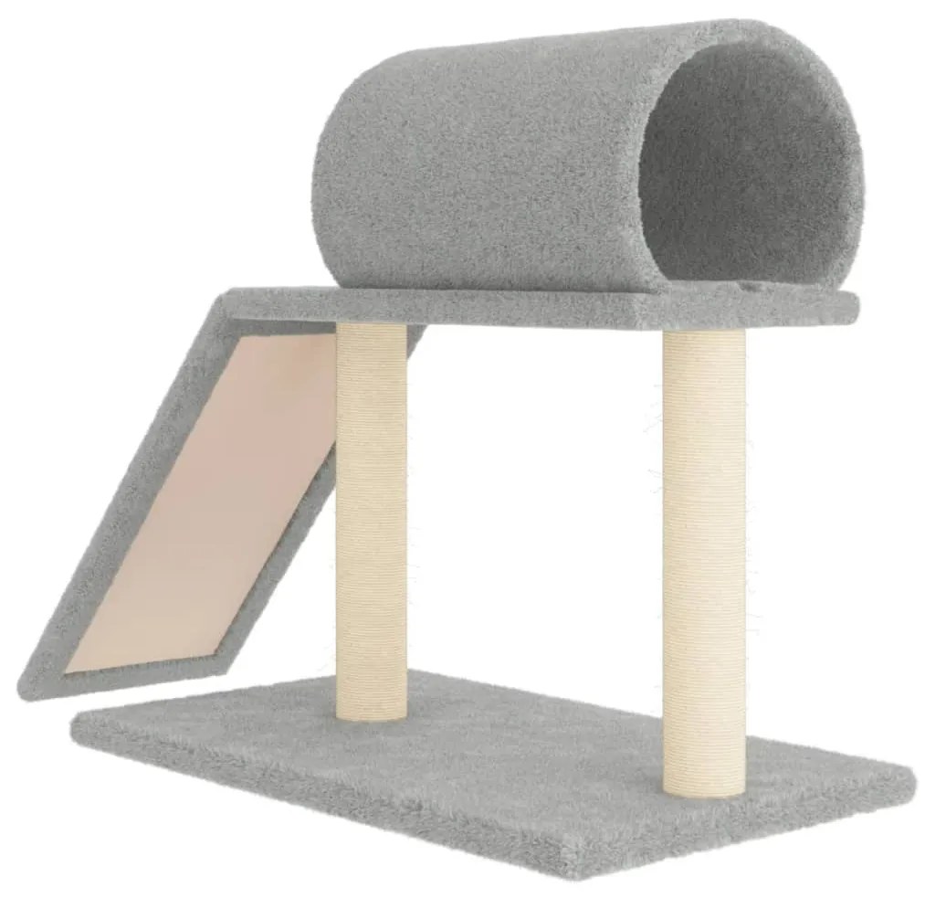 Pali tiragraffi gatti tunnel e scaletta grigio chiaro 55,5 cm
